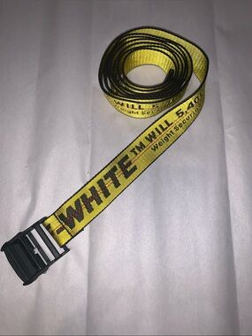 Off-White Yellow Industrial Web Belt with Black Buckle